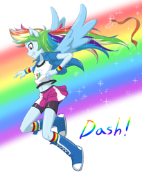 Size: 1369x1667 | Tagged: safe, artist:ta-na, derpibooru import, rainbow dash, equestria girls, belly button, clothes, midriff, ponied up, pony ears, skirt, solo, wings