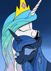 Size: 525x730 | Tagged: safe, artist:andypriceart, artist:ced75, princess celestia, princess luna, alicorn, pony, colored, duo, neck nuzzle, nuzzling, sisters