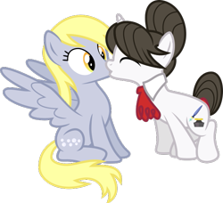 Size: 621x566 | Tagged: safe, artist:lucefudu, derpy hooves, raven, pegasus, pony, unicorn, .svg available, derpaven, female, kissing, lesbian, mare, shipping, simple background, spread wings, svg, transparent background, vector, wingboner, wings