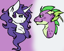 Size: 467x374 | Tagged: safe, artist:sp0tti, rarity, spike, dragon, pony, unicorn, adult spike, female, male, older, shipping, sparity, straight