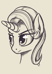 Size: 2894x4093 | Tagged: safe, artist:koshakevich, starlight glimmer, pony, unicorn, bust, monochrome, portrait, solo