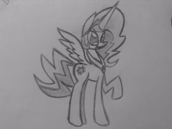 Size: 2592x1936 | Tagged: safe, artist:poorlydrawnpony, princess celestia, alicorn, pony, monochrome, sketch, solo, traditional art