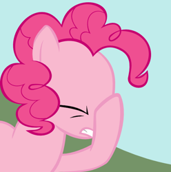 Size: 524x528 | Tagged: safe, artist:kutey8, edit, pinkie pie, earth pony, pony, facehoof, solo