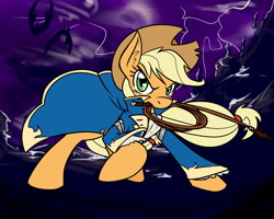 Size: 1000x800 | Tagged: safe, artist:reiduran, applejack, bat, earth pony, pony, bullwhip, castlevania, clothes, coat, cosplay, crossover, female, hat, lightning, mare, richter belmont, solo, whip