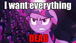 Size: 640x360 | Tagged: safe, derpibooru import, edit, edited screencap, screencap, twilight sparkle, a canterlot wedding, season 2, angry, floppy ears, gritted teeth, image macro, meme, reaction image, reflection