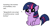 Size: 1194x668 | Tagged: safe, derpibooru import, twilight sparkle, oc, oc:snowdrop, pony, unicorn, blind joke, dialogue, female, filly, filly twilight sparkle, filly twilight telling an offensive joke, horn, joke, looking at you, meme, multicolored mane, multicolored tail, obligatory pony, purple coat, simple background, sitting, smiling, solo, talking to viewer, text, underhoof, vulgar, white background