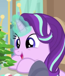 Size: 398x466 | Tagged: safe, screencap, phyllis, starlight glimmer, pony, unicorn, a horse shoe-in, cropped, cute, female, glimmerbetes, low quality, lowres, magic, mare, plant