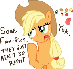 Size: 1024x962 | Tagged: safe, artist:hotdog, applejack, earth pony, pony, fanfic, raised hoof, solo, tongue out