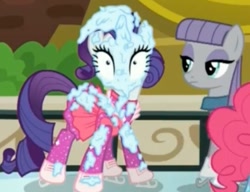 Size: 719x551 | Tagged: safe, screencap, maud pie, rarity, pony, unicorn, the gift of the maud pie, cropped, ice, ice rink, ice skates, ice skating