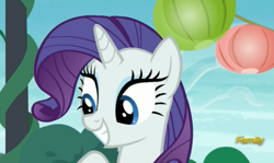Size: 2337x1393 | Tagged: safe, screencap, rarity, pony, unicorn, the gift of the maud pie, discovery family logo, smiling, solo