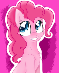 Size: 1600x2000 | Tagged: safe, artist:arina2002, pinkie pie, earth pony, pony, female, mare, pink coat, pink mane, smiling, solo