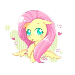 Size: 800x800 | Tagged: safe, artist:dun, fluttershy, pegasus, pony, abstract background, bust, colored pupils, food, heart, pixiv, pocky, portrait, solo