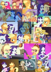 Size: 1144x1621 | Tagged: safe, screencap, applejack, rarity, equestria girls, rainbow rocks, :o, annoyed, blanket, clothes, collage, cute, derp, dirty, dress, eye contact, eyes closed, frown, glare, grin, gritted teeth, hug, kicking, lidded eyes, messy mane, mouth hold, mud, nuzzling, open mouth, pouting, prone, raised eyebrow, shipping fuel, sitting, smiling, tongue out, wide eyes