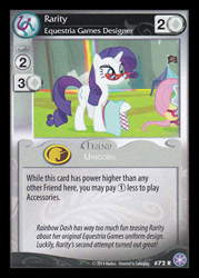 Size: 344x480 | Tagged: safe, fluttershy, rarity, pegasus, pony, unicorn, card, ccg, crystal games, enterplay, glasses, mlp trading card game