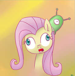 Size: 562x574 | Tagged: safe, artist:fapalot, fluttershy, pegasus, pony, brain slug, derp, futurama, mind control, solo