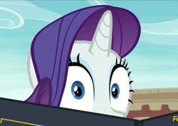 Size: 982x696 | Tagged: safe, screencap, rarity, pony, unicorn, the gift of the maud pie, cropped, death stare, menu, reaction image, wide eyes