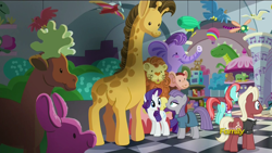 Size: 1920x1080 | Tagged: safe, screencap, beaude mane, maud pie, rarity, strawberry ice, big cat, bird, chimpanzee, dinosaur, donkey, dragonfly, earth pony, elephant, giraffe, kangaroo, koala, lion, monkey, moose, parasprite, pony, unicorn, the gift of the maud pie, aircraft, blimp, hot air balloon, male, piano, plane, plushie, stallion, teddy bear, toy, toy store