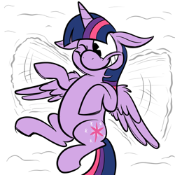 Size: 700x700 | Tagged: safe, artist:karpet-shark, derpibooru import, twilight sparkle, twilight sparkle (alicorn), alicorn, pony, female, mare, on back, snow, snow angel, solo, tumblr, twily-daily