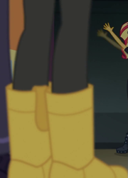 Size: 519x720 | Tagged: safe, screencap, flash sentry, sunset shimmer, better together, equestria girls, opening night, opening night: twilight sparkle, boots, cropped, legs, pictures of legs, shoes