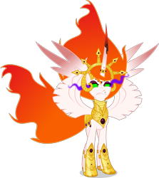 Size: 4998x5600 | Tagged: safe, artist:xebck, nightmare star, princess celestia, alicorn, pony, absurd resolution, alternate universe, armor, badass, dark magic, evil, female, magic, mare, simple background, solo, sombra eyes, spread wings, supernova inferno, transparent background, vector