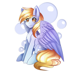 Size: 2000x1925 | Tagged: safe, artist:kurochhi, derpy hooves, pegasus, pony, bubble, female, mare, simple background, sitting, solo, transparent background