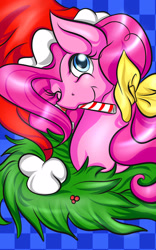 Size: 1600x2560 | Tagged: safe, artist:astroboygf, pinkie pie, earth pony, pony, candy cane, christmas, hat, santa hat, solo