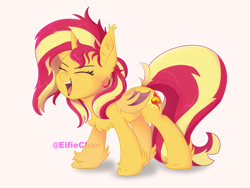 Size: 4000x3000 | Tagged: safe, artist:katakiuchi4u, sunset shimmer, alicorn, bat pony, bat pony alicorn, pony, undead, vampire, vampony, alicornified, bat ponified, chest fluff, cute, ear fluff, eyes closed, female, mare, open mouth, race swap, screaming, shimmerbat, shimmerbetes, shimmercorn, simple background, solo, white background