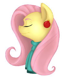 Size: 1280x1415 | Tagged: safe, artist:dunnowhattowrite, fluttershy, pegasus, pony, christmas, clothes, eyes closed, head, scarf, solo