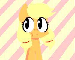 Size: 500x400 | Tagged: dead source, safe, artist:penguinpotential, applejack, earth pony, pony, :p, alternate hairstyle, animated, apple, ask applejack, cute, dialogue, eating, food, grin, hnnng, jackabetes, looking at you, pigtails, pun, seafood, silly, silly pony, smiling, solo, teenage applejack, teenager, that pony sure does love apples, tongue out, who's a silly pony, wink