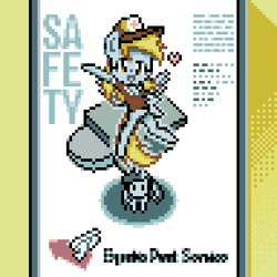 Size: 384x384 | Tagged: safe, artist:branewashpv, derpy hooves, twilight sparkle, pegasus, pony, anvil, female, hat, looking at you, mailmare, mailmare hat, mare, pixel art, smiling