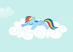 Size: 4213x2980 | Tagged: safe, artist:hceline, artist:uxyd, derpibooru import, rainbow dash, pegasus, pony, .svg available, cloud, simple background, sleeping, sleepydash, solo, svg, vector, wallpaper