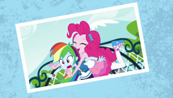 Size: 1920x1080 | Tagged: safe, derpibooru import, screencap, pinkie pie, rainbow dash, better together, equestria girls, forgotten friendship, female, geode of super speed, magical geodes, photo