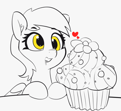 Size: 2252x2071 | Tagged: safe, artist:pabbley, derpy hooves, pony, eyes on the prize, female, food, mare, muffin, simple background, smiling, solo