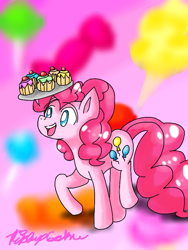 Size: 768x1024 | Tagged: safe, artist:piplupgoku, pinkie pie, earth pony, pony, female, mare, pink coat, pink mane, simple background, solo