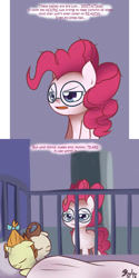 Size: 700x1400 | Tagged: safe, artist:solar-slash, pinkie pie, pound cake, pumpkin cake, earth pony, pony, ask, ask pinkie pie solutions, comic, sleeping, tumblr