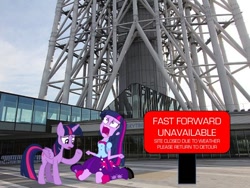 Size: 600x450 | Tagged: safe, artist:j4lambert, derpibooru import, twilight sparkle, twilight sparkle (alicorn), alicorn, equestria girls, fast forward, japan, race, self ponidox, the amazing race, tokyo, tokyo skytree, twolight