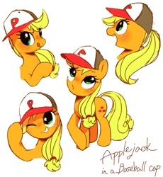 Size: 775x843 | Tagged: safe, artist:30clock, applejack, earth pony, pony, baseball cap, cute, hat, jackabetes, solo