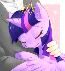 Size: 799x870 | Tagged: safe, artist:aymint, derpibooru import, twilight sparkle, twilight sparkle (alicorn), alicorn, human, pony, cute, female, hug, mare, new crown, twiabetes, weapons-grade cute