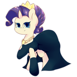 Size: 2394x2394 | Tagged: safe, artist:bloodatius, rarity, pony, unicorn, the gift of the maud pie, audrey hepburn, breakfast at tiffany's, clothes, dress, holly golightly, necklace, solo, tiara