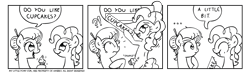 Size: 1500x450 | Tagged: safe, artist:php104, pinkie pie, oc, earth pony, pony, comic, fourth wall, monochrome