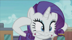 Size: 750x421 | Tagged: safe, edit, edited screencap, screencap, rarity, pony, unicorn, the gift of the maud pie, animated, discovery family logo, pstandard psychic pstance, solo