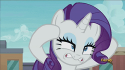 Size: 750x421 | Tagged: safe, edit, edited screencap, screencap, rarity, pony, unicorn, the gift of the maud pie, animated, discovery family logo, loop, solo