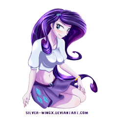 Size: 1500x1584 | Tagged: safe, artist:silver-wingx, rarity, equestria girls, beautiful, belly button, clothes, midriff, sexy, short shirt, skirt, solo