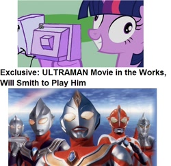 Size: 748x728 | Tagged: safe, derpibooru import, twilight sparkle, exploitable meme, meme, obligatory pony, text, tv meme, ultraman, will smith