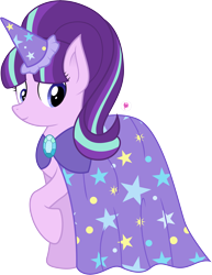 Size: 5427x7048 | Tagged: safe, artist:illumnious, starlight glimmer, pony, absurd resolution, build-a-bear, cape, cloak, clothes, clothes swap, cute, female, hat, mare, plushie, s5 starlight, simple background, solo, toy interpretation, transparent background, trixie's cape, trixie's hat, vector