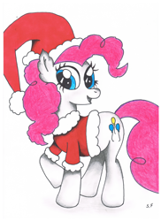 Size: 3400x4677 | Tagged: safe, pinkie pie, earth pony, pony, christmas, christmas ponies, clothes, female, mare, pink coat, pink mane