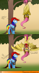 Size: 787x1477 | Tagged: safe, artist:supermare, derpibooru import, fluttershy, rainbow dash, clothes, comic, delsin rowe, eugene sims, flutterbat, glasses, hoodie, infamous, infamous second son, race swap