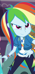 Size: 456x962 | Tagged: safe, derpibooru import, screencap, rainbow dash, better together, equestria girls, forgotten friendship, confident, cropped, geode of super speed, magical geodes, solo, solo focus