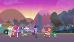 Size: 1920x1080 | Tagged: safe, derpibooru import, screencap, applejack, fluttershy, pinkie pie, rainbow dash, rarity, sci-twi, sunset shimmer, twilight sparkle, wallflower blush, better together, equestria girls, forgotten friendship, humane five, humane seven, humane six, ponied up, scitwilicorn