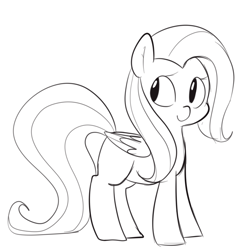 Size: 950x950 | Tagged: dead source, safe, artist:pegacornss, fluttershy, pegasus, pony, grayscale, monochrome, simple background, solo